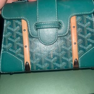 Used Goyard green mini handbag  with box and strap.